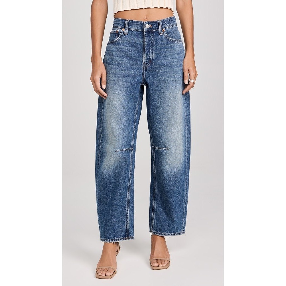 Madewell The Darted Barrel-Leg Jean Women 31 Blue High Rise Tapered 100% Cotton